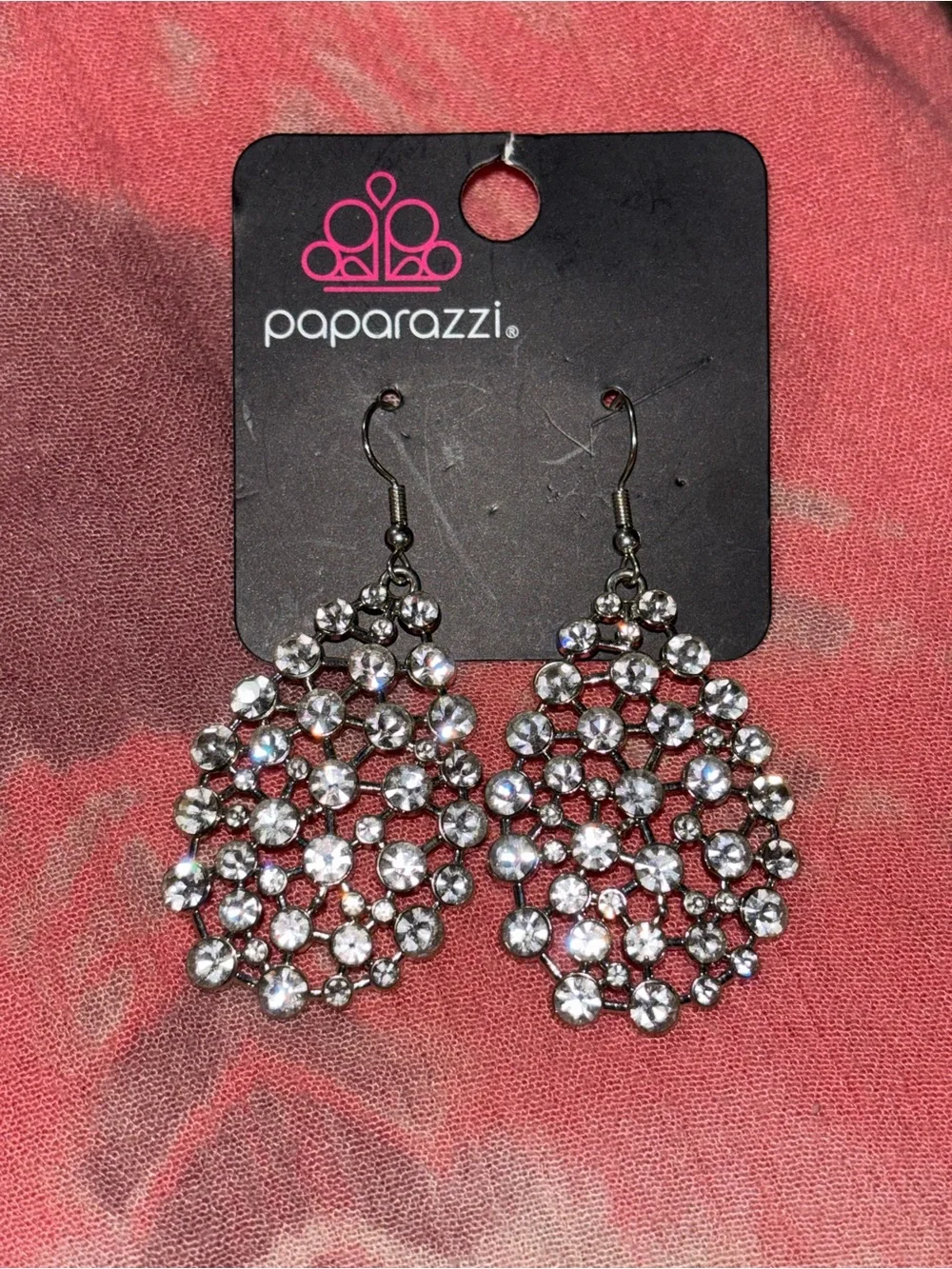 paparazzi Silver Crystal Dangle Earrings
